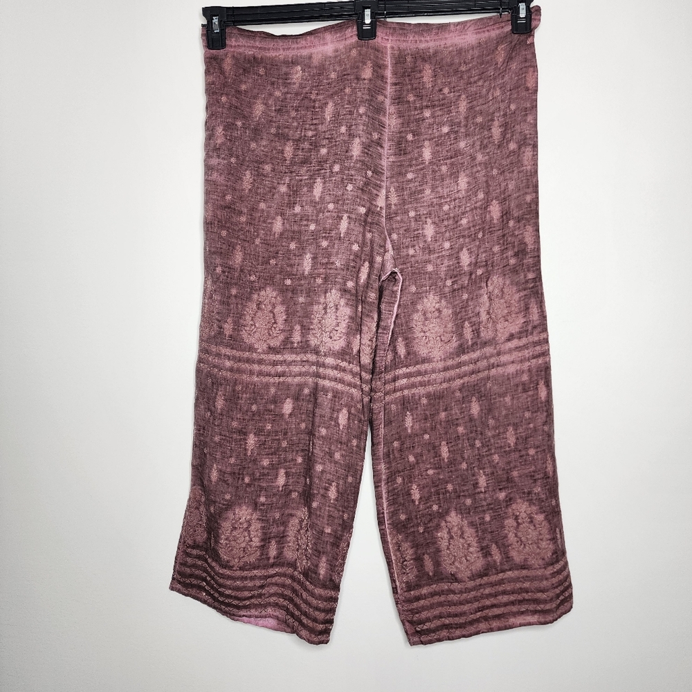 Pink Tie-Dye Wide-Leg Slit‎ Pants